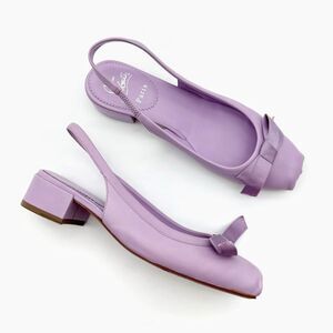 CHRISTIAN LOUBOUTIN Mamaflirt Slingback Ballet Heels Size 37.5 Purple Leather